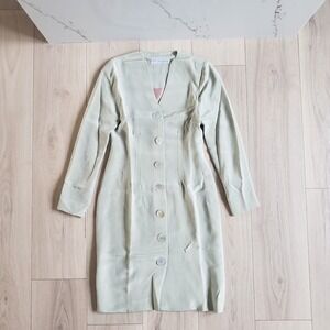 Vintage Ildi Marshall Dress Womens 2 Sage Green Button Front Silk Pleated Midi